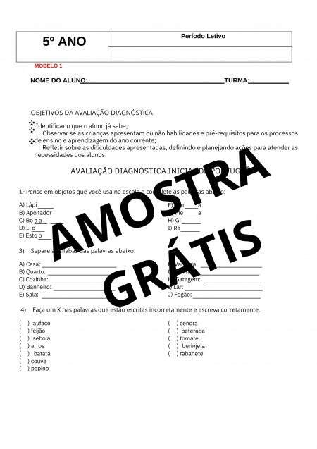 AMOSTRA GRATIS - Avaliao Diagnstica Inicial - 5 ano.pdf-02